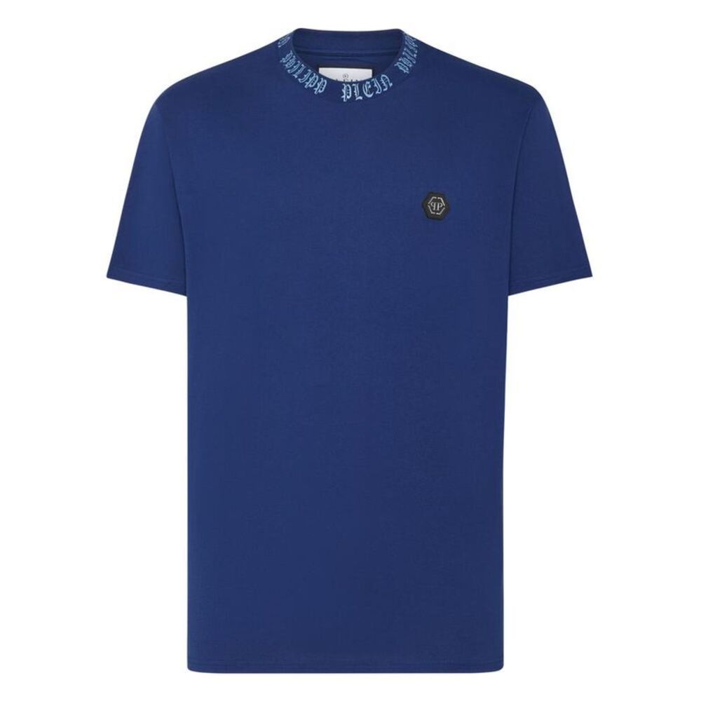 Philipp Plein Logo Detail Crew Neck Tee Men blue Shirts